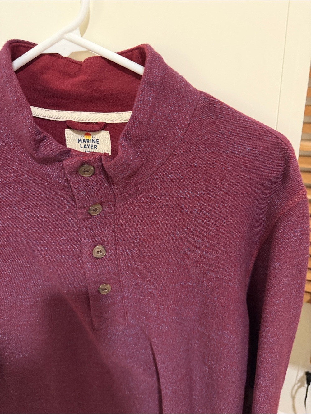 Marine Layer Plum Button-Up Knit Pullover - Picture 2 of 4